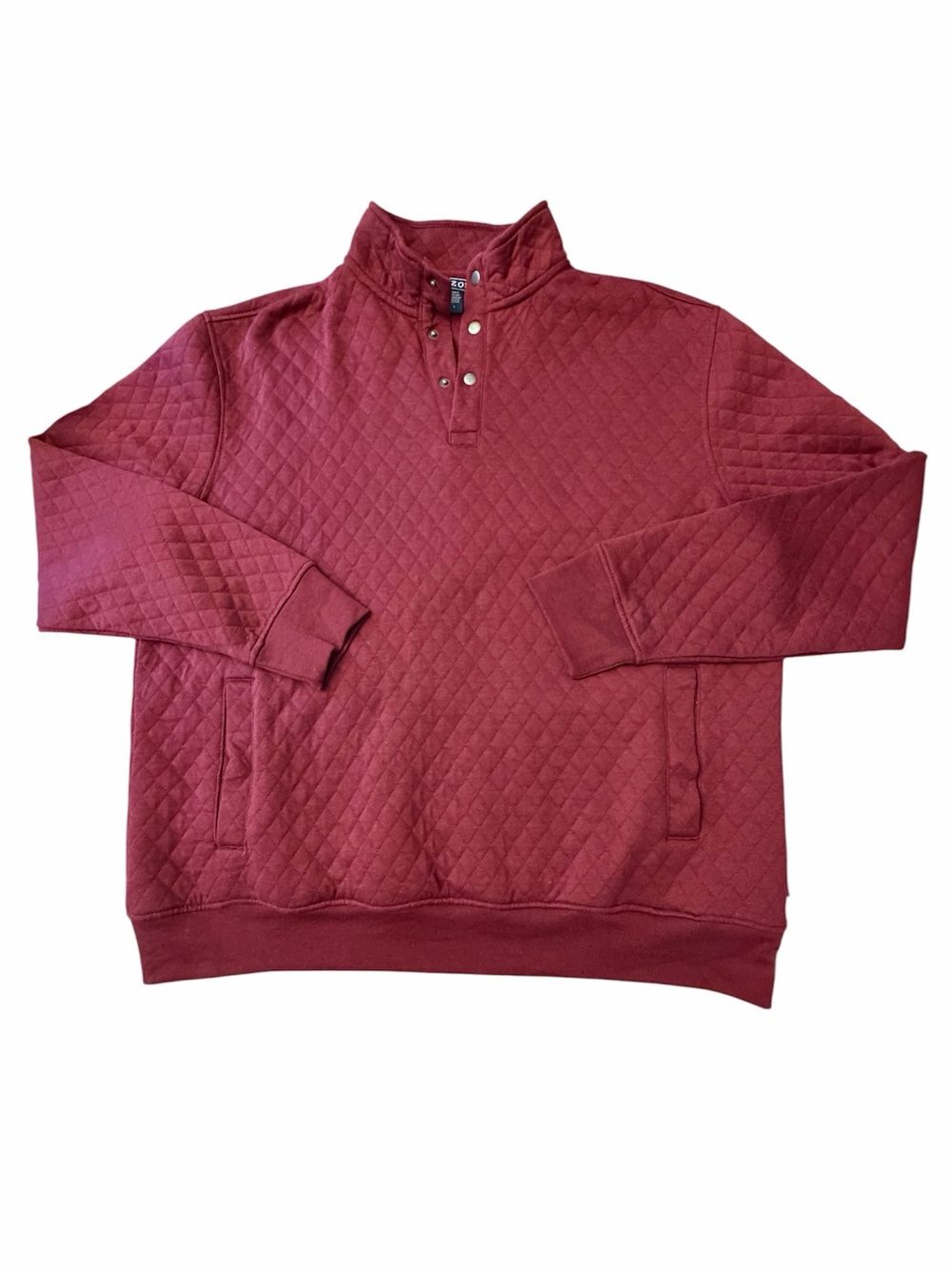 Men's Izod Quilted Snap-Front Pullover Sweater - Burgundy
